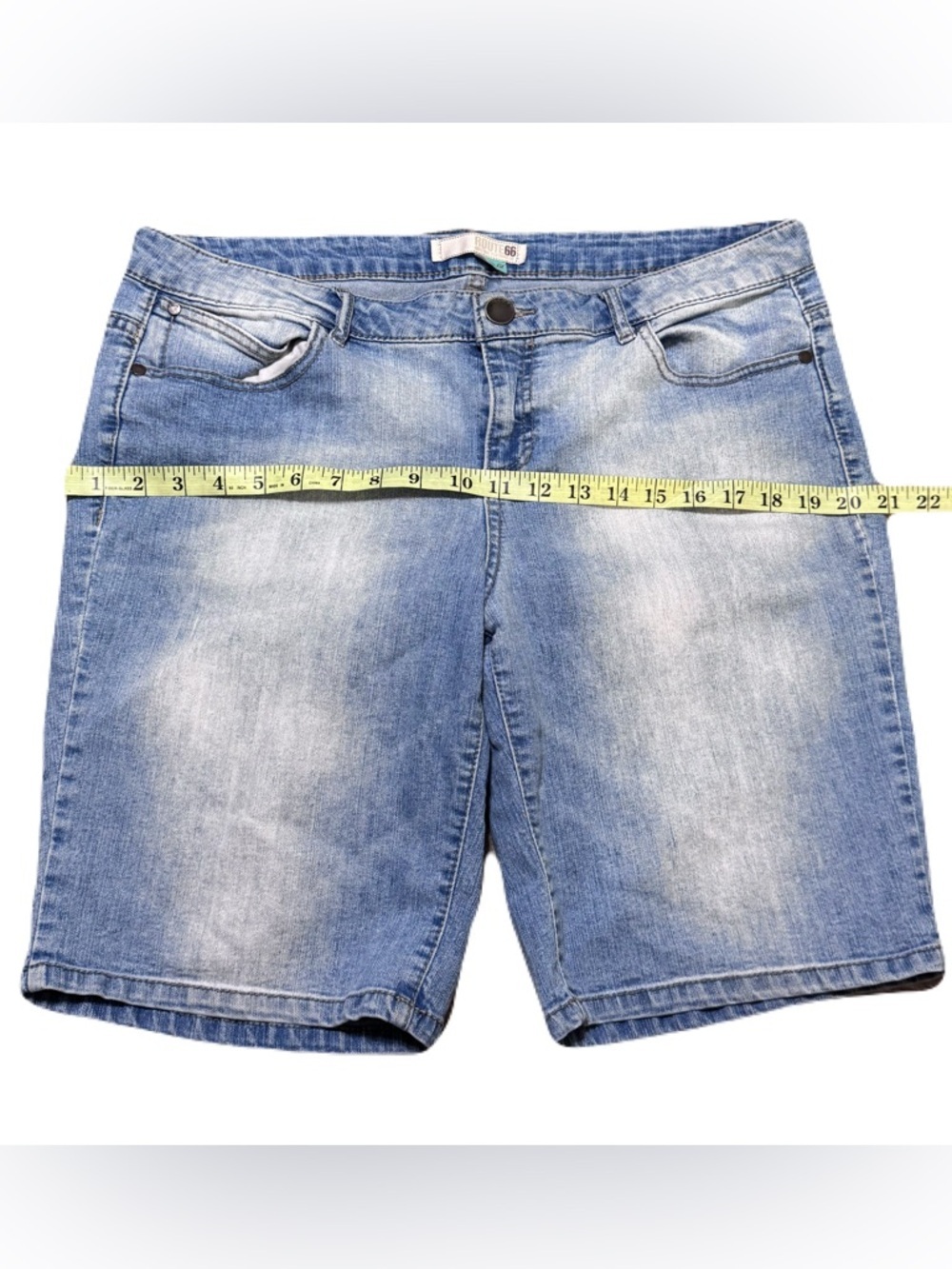 Route 66 Classic Fit Light Wash Denim Blue Jean Shorts Cotton Polyester Women 14 - Picture 12 of 17